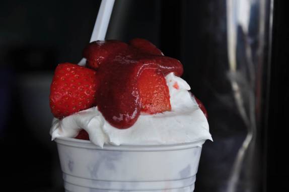 Morango com creme, típico da região dos Andes venezuelanos, perto de Mérida